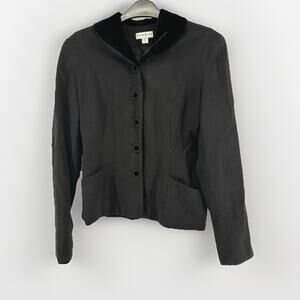 Bebe San Francisco Black Velvet Trimmed Wool Blazer Jacket Size 8 Vintage